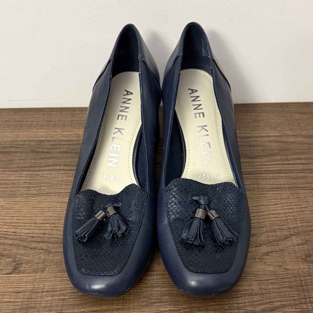 Anne Klein Dark Blue Tassel Loafers